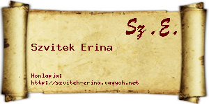 Szvitek Erina névjegykártya